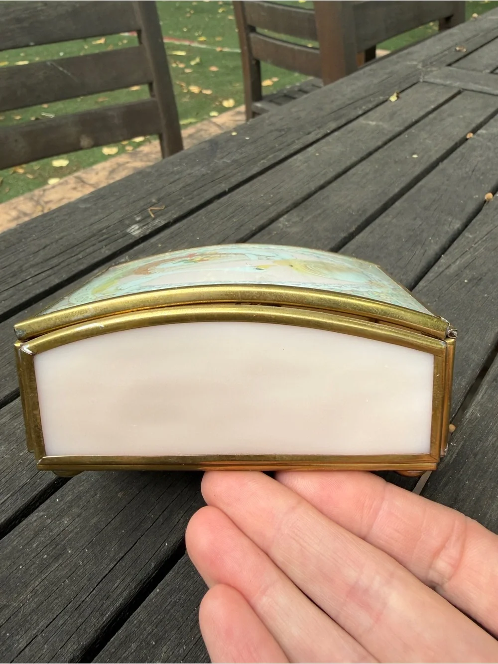 Vintage 1992 Precious Moments Brass Stained Glass Box Style
